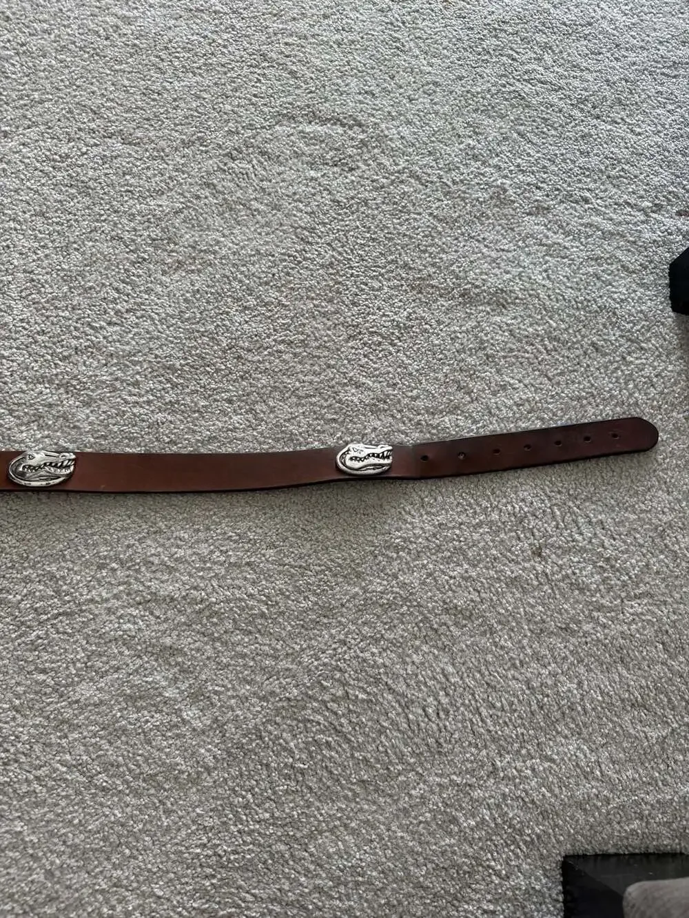 Vintage Brown Leather Western Belt with Silver Alligator Conchos Size 40